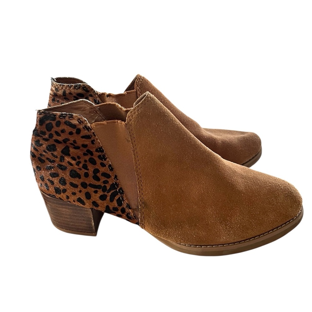 Anthropologie All Black Leopard Print Suede Booties Size 9 - Picture 6 of 6